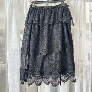 Simone Rocha Black Lace Asymmetrical Layered Skirt